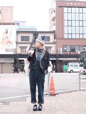 「KAPITAL」｜「アイテム（サロペット/オーバーオール）」を使った、i_am_ah_mic  🇭🇰さん（レディース・168cm）の秋コーディネート