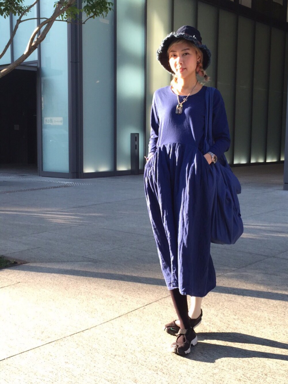 「KAPITAL、キャピタル」｜「KAPITALのアイテム（ハット、ブルー系）」を使った、i_am_ah_mic  🇭🇰さん（レディース・168cm）の秋コーディネートの1枚目の写真