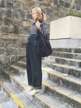 「KAPITAL」｜「アイテム（サロペット/オーバーオール）」を使った、i_am_ah_mic  🇭🇰さん（レディース・168cm）の秋コーディネート