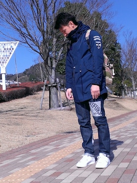「uniform experiment」｜「アイテム（ミリタリージャケット）」を使った、サンタさん（メンズ・176cm）の冬コーディネート