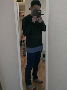「uniform experiment」｜「アイテム（スウェット）」を使った、サンタさん（メンズ・176cm）の春コーディネート