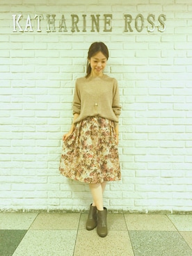「KATHARINE ROSS（キャサリンロス）のアイテム（ワンピース/ドレス）」を使った、norikoさん（レディース・152cm）の秋コーディネート