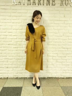 「KATHARINE ROSS（キャサリンロス）のアイテム（ワンピース/ドレス）」を使った、norikoさん（レディース・152cm）の冬コーディネート
