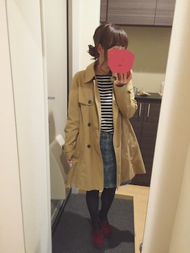 「SEVENDAYS=SUNDAY（セブンデイズサンデイ）のアイテム（トレンチコート）」を使った、umi さん（レディース・156cm）の秋コーディネート