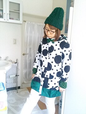 「ニットキャップ」｜「アイテム（蝶ネクタイ）」を使った、そのちゃんまんさん（レディース・154cm）の春コーディネート