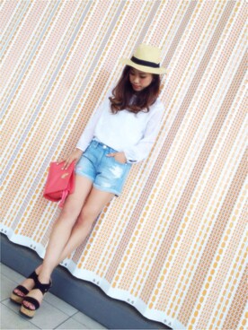 「アイテム（キャップ）」を使った、aya moriyasuさん（レディース・165cm）の春コーディネート