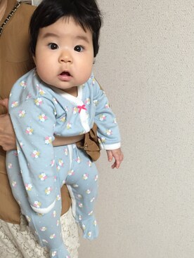 「足つきロンパース」｜midoriさん（キッズ・70cm）の秋コーディネート
