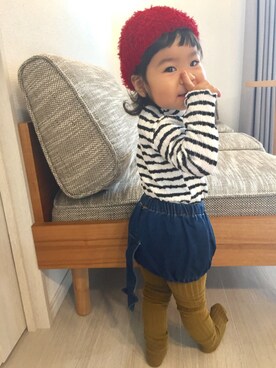 「1歳6ヶ月」｜「アイテム（ニットキャップ/ビーニー）」を使った、midoriさん（キッズ・80cm）の秋コーディネート