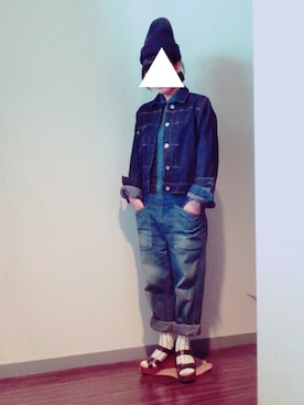 「Johnbull（ジョンブル）のアイテム（つなぎ/オールインワン）」を使った、もこもこさん（レディース・152cm）の秋コーディネート