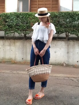 「rosebullet（ローズブリット）のアイテム（帽子）」を使った、lumineさん（レディース・167cm）の夏コーディネート