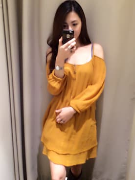 「MANGO（マンゴ）のアイテム（チュニック）」を使った、Kelly Chenさん（レディース・167cm）の夏コーディネート