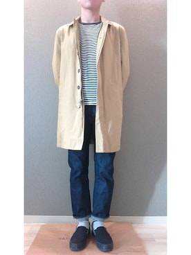 「Saturdays NYC（サタデーズ ニューヨークシティ ）のアイテム（トレンチコート）」を使った、みさん（メンズ・169cm）の秋コーディネート
