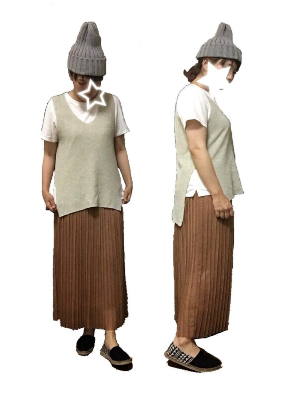 「夏コーデ、ゆるコーデ、Tシャツ、ニット帽、スカート、スリッポン、休日スタイル、フレアスカート、5月WEAR白Tコーデ祭り」｜「FREDY&GLOSTERの【non-no,MORE,mina掲載】太リブ麻混ワッチ（ニットキャップ/ビーニー、グレー系）」を使った、ムーナオさん（レディース・160cm）の春コーディネートの1枚目の写真