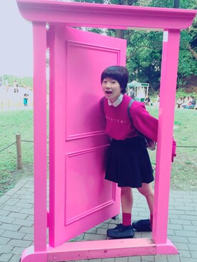 「WC（ダブル シー）のアイテム（スカート、ブラック系）」を使った、mmさん（レディース・153cm）の秋コーディネート