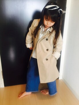 「5歳」｜「アイテム（トレンチコート）」を使った、careneさん（キッズ・110cm）の春コーディネート