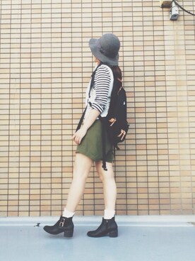 「FREDRIK PACKERS（フレドリックパッカーズ）のアイテム（バックパック/リュック、ブラック系）」を使った、chiikoさん（レディース・156cm）の秋コーディネート