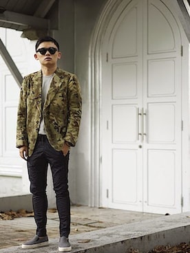 「DRIES VAN NOTEN（ドリスヴァンノッテン）のアイテム（ダウンジャケット/コート）」を使った、NIcholas Ngさん（メンズ・173cm）の冬コーディネート