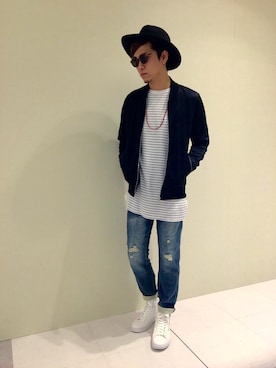 「ラトルトラップ」｜「アイテム（MA-1）」を使った、horie hirokiさん（メンズ・178cm）の夏コーディネート