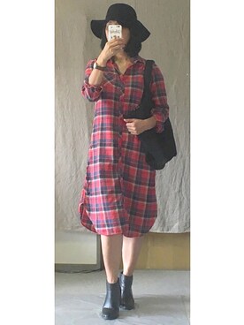 「ダニエルウェリントン」｜「アイテム（シャツワンピース）」を使った、ゆこさん（レディース・166cm）の秋コーディネート