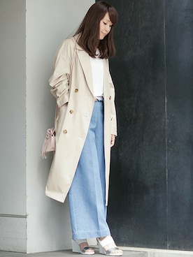 「NANO universe（ナノユニバース）のアイテム（デニムパンツ）」を使った、nano・universe lady's　STAFFさん（レディース・162cm）の春コーディネート