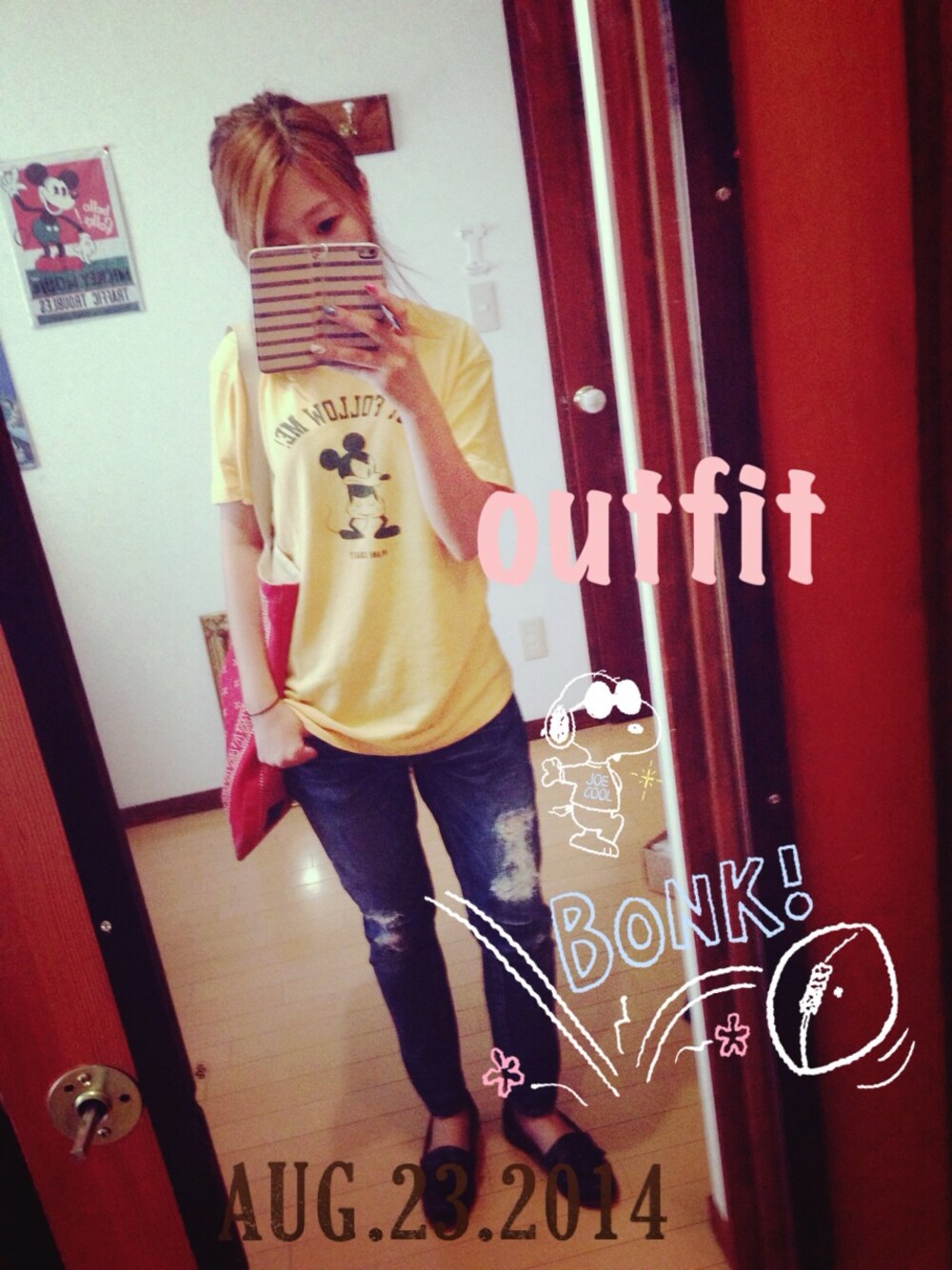 「Ungrid、mickey、disney」｜「Ungridのキルトローファー（その他シューズ、ブルー系）」を使った、miyuki1990さん（レディース・154cm）の夏コーディネートの1枚目の写真