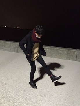 「OLD NAVY（オールドネイビー）のアイテム（ブルゾン）」を使った、サエコさん（メンズ・172cm）の冬コーディネート