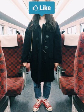 「moussy」｜「アイテム（ダッフルコート）」を使った、Maikoさん（レディース・160cm）の冬コーディネート