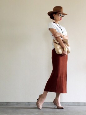 Yukie♡iさんの「WOMEN メリノブレンドリブスカート」を使ったコーディネート