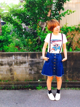 「WEGO（ウィゴー）のアイテム（スカート）」を使った、るっちゃんさん（メンズ・157cm）の夏コーディネート