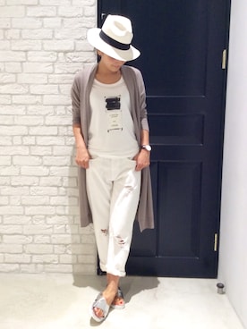 「LE JUN（ルジュン）のアイテム（帽子）」を使った、mikikoさん（レディース・162cm）の夏コーディネート