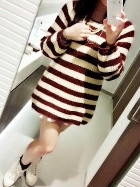 「ファーのついたネックレスで冬も取り入れて」｜Miiさん（レディース・159cm）の冬コーディネート