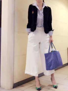 「Abercrombie&Fitch（アバークロンビーアンドフィッチ）のアイテム（テーラードジャケット）」を使った、よんよんさん（レディース・165cm）の春コーディネート