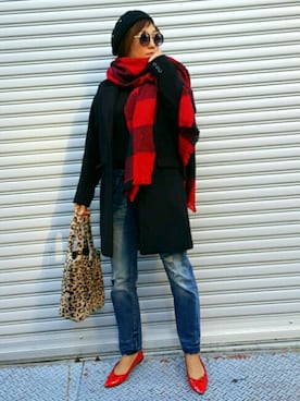 「CECIL McBEE（セシルマクビー）のアイテム（ハンチング/ベレー帽）」を使った、Kaoさん（レディース・156cm）の秋コーディネート