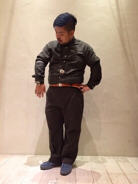 「BEAUTY&YOUTH UNITED ARROWS（ビューティーアンドユースユナイテッドアローズ）のアイテム（シャツ/ブラウス、グリーン系）」を使った、Isao Takahashiさん（メンズ・155cm）の秋コーディネート