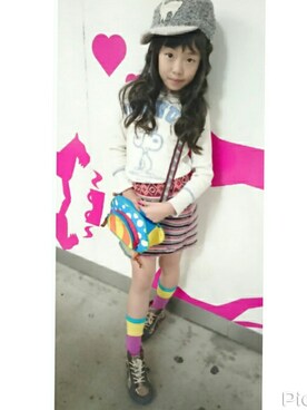 「One deux boo（ワンドゥーブー）のアイテム（キャップ）」を使った、Misaoさん（キッズ・135cm）の秋コーディネート