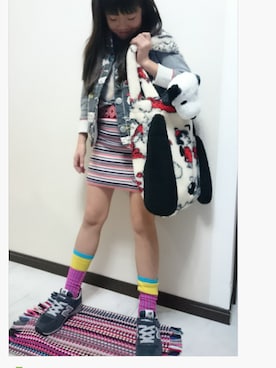 「One deux boo（ワンドゥーブー）のアイテム（スカート）」を使った、Misaoさん（キッズ・136cm）の冬コーディネート