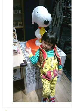 「アイテム（サロペット/オーバーオール、イエロー系）」を使った、Misaoさん（キッズ・100cm）の冬コーディネート