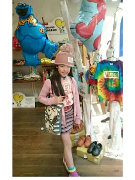 「One deux boo（ワンドゥーブー）のアイテム（ニットキャップ/ビーニー）」を使った、Misaoさん（キッズ・137cm）の冬コーディネート