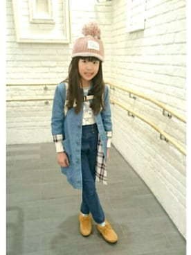 「One deux boo（ワンドゥーブー）のアイテム（ニットキャップ/ビーニー）」を使った、Misaoさん（キッズ・137cm）の春コーディネート