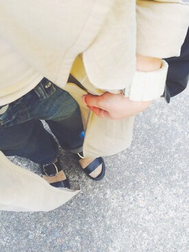 「サンダルに靴下」｜「アイテム（トレンチコート）」を使った、miiiiさん（レディース・155cm）の春コーディネート