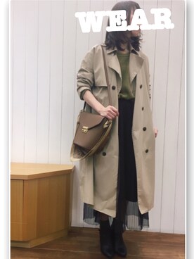 「ゆるニット」｜「アイテム（トレンチコート）」を使った、nunさん（レディース・158cm）の秋コーディネート