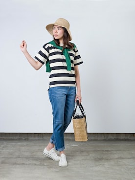 「ボーダーTシャツ」｜1to10Peopleさん（レディース・168cm）の夏コーディネート