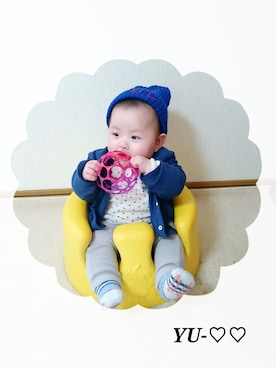 「グレーパンツ」｜まゆさん（キッズ・60cm）の春コーディネート