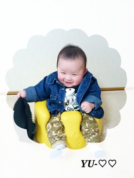 「動物モチーフ」｜「アイテム（デニムジャケット）」を使った、まゆさん（キッズ・60cm）の春コーディネート