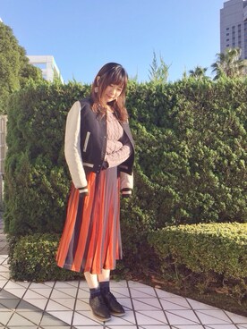 「AMERI」｜「アイテム（ブルゾン）」を使った、naoさん（レディース・165cm）の冬コーディネート