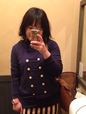 「アイテム（スウェット、ブルー系）」を使った、蒼さん（レディース・160cm）の冬コーディネート