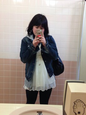 「no brand（ノーブランド）のデニムジャケット（デニムジャケット、ブラック系）」を使った、蒼さん（レディース・160cm）の冬コーディネート