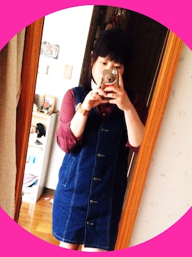 「ジャンスカ（デニムスカート、ブルー系）」を使った、蒼さん（レディース・160cm）の春コーディネート