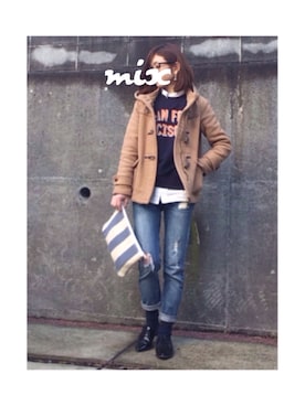 「スウェット×シャツ」｜HIROMIさん（レディース・160cm）の冬コーディネート