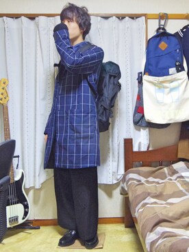「ウィンドウペン」｜「アイテム（チェスターコート）」を使った、Yuu.さん（メンズ・169cm）の冬コーディネート